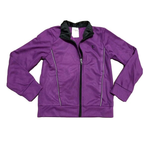 Danskin Now Girls Jacket XS 4/5 Purple Black Athletic Zip Long Sleeve Activewear - Picture 1 of 8